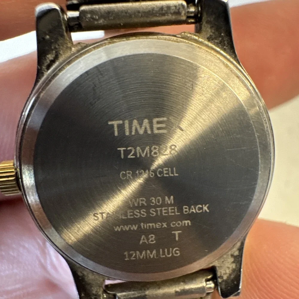 Timex Indiglo T2M828 Vintage Silver Gold Mother of Pearl Women's Watch